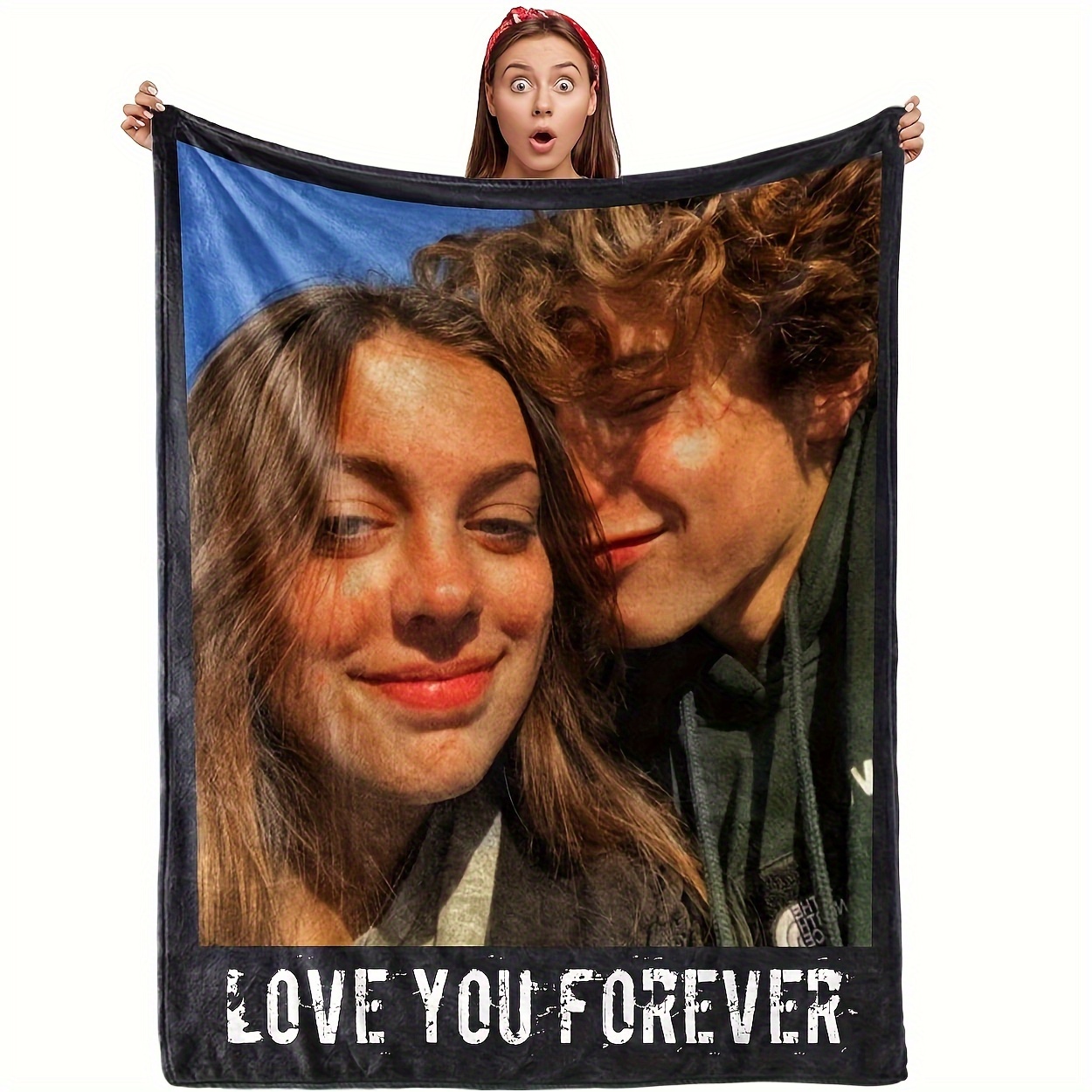 

1pc Personalized Couple Blanket With Photo - Ideal For Birthday Gifts For Boyfriend Or Girlfriend Commemorative Gifts - Nap Blanket On Office Car Air Conditioning Blanket Warm And Comfortable All