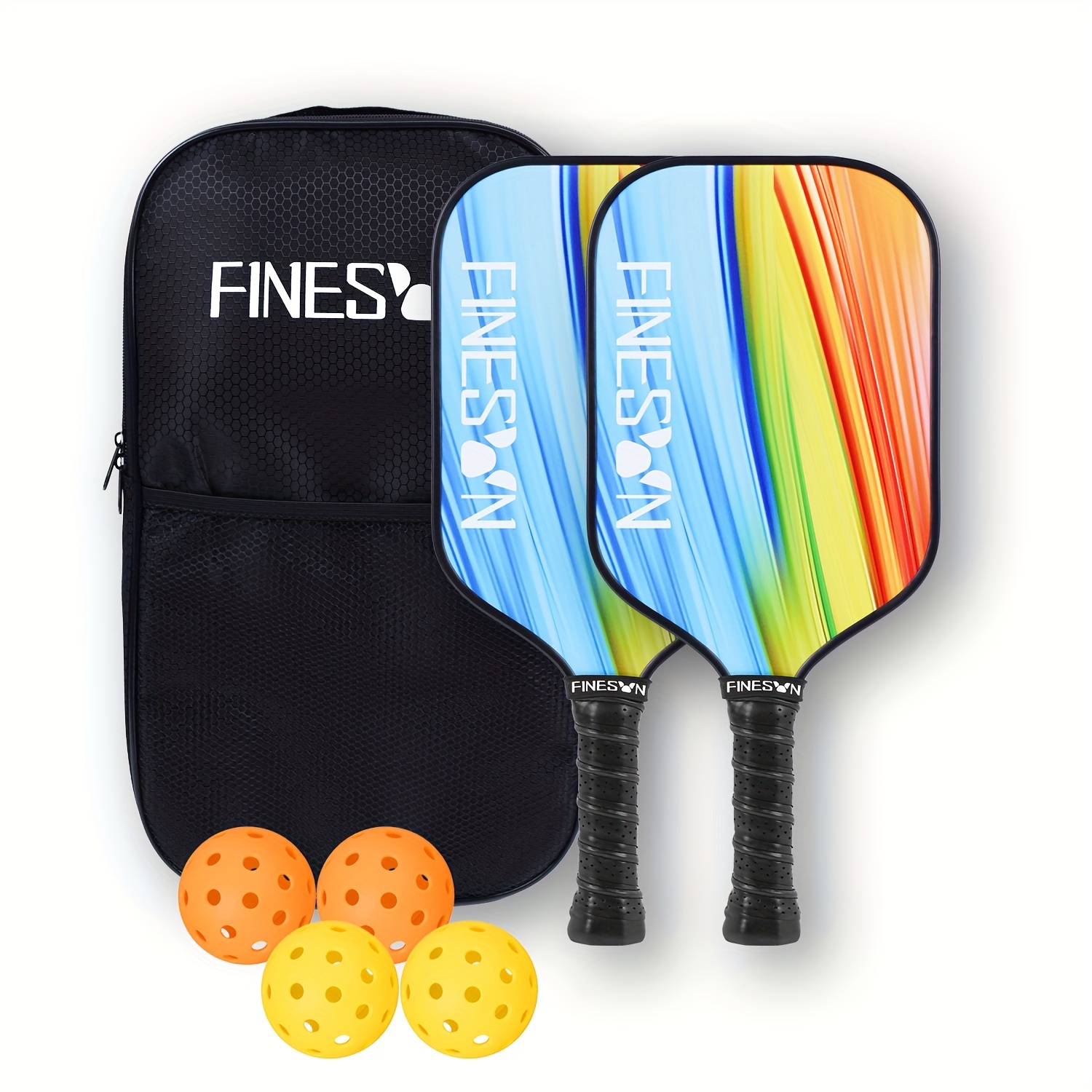TEMU Pickleball Paddles, Usapa Approved Pickleball Paddle Set Of 2, Fiberglass Surface Pickleball Set, 4 Pickleball Balls, Pickleball Bag, Pickleball
