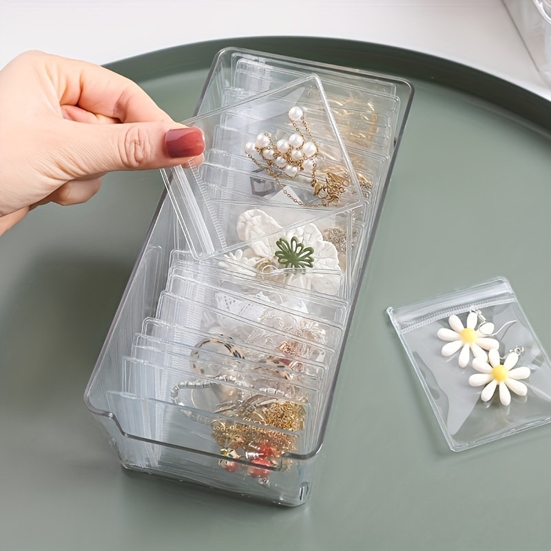 50pcs Clear Plastic Jewelry Organizer Box For Earrings, Ring