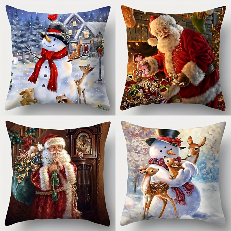 

Christmas Set Of 4, 17.7" , , , Polyester, Decorative For , Includes Snowman, , And - No