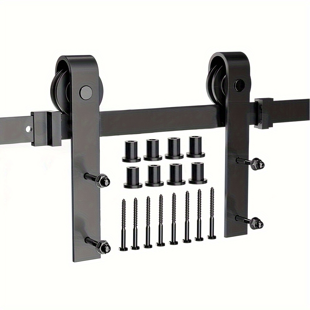 Image of 300 Cm Sliding Door Rail Set, Single Door Sliding Door Set, Carbon Steel Barn Door Set, Suitable For Barn Door, Kitchen, Study, Bedroom, Black