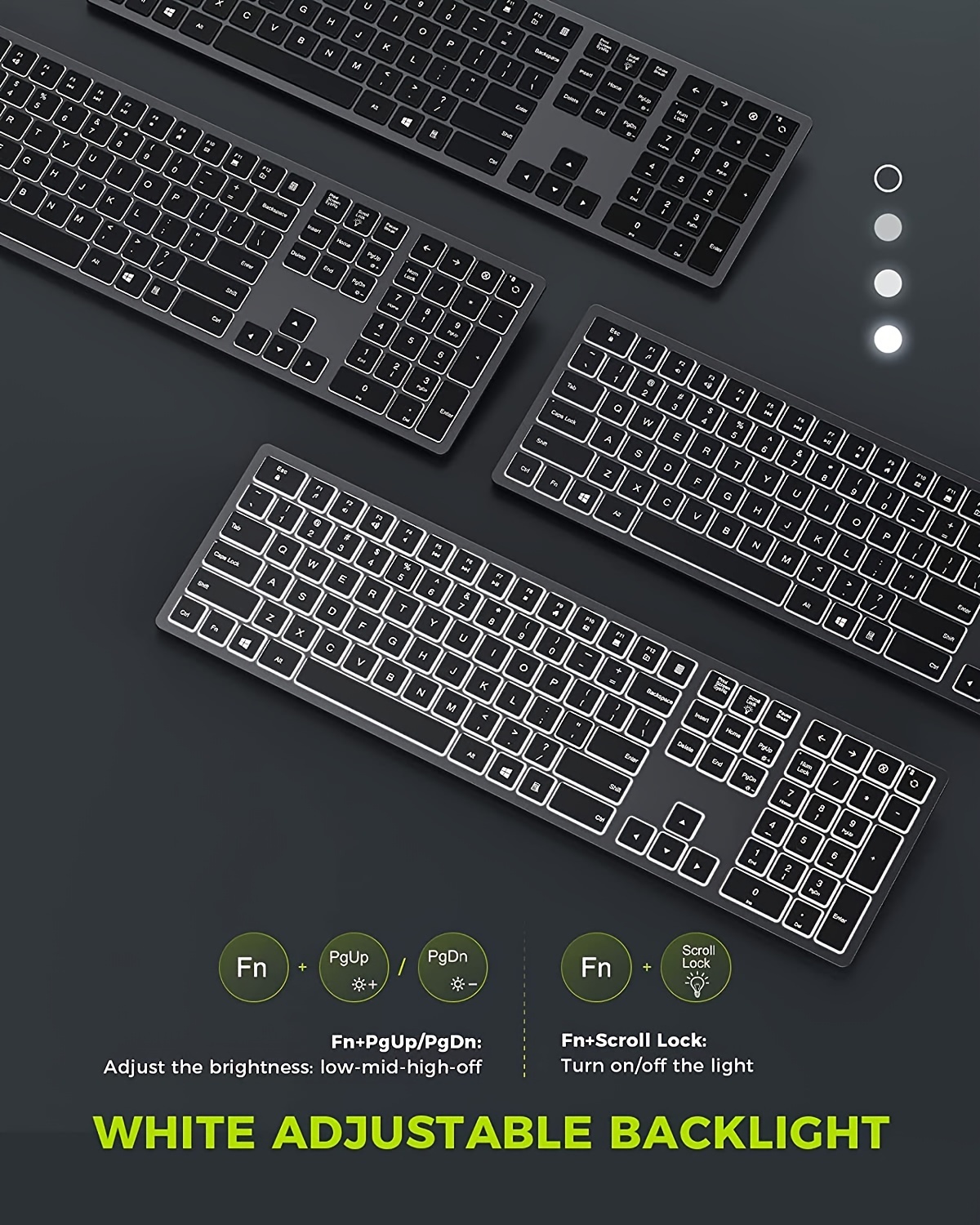 Combinación de teclado y ratón inalámbricos 2.4G USB Teclado y ratón silenciosos con retroiluminación Teclado y ratón recargables de tamaño   y delgado detalles 2