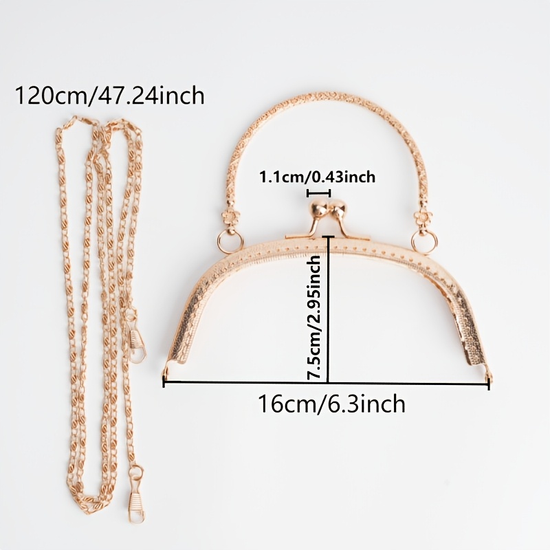 TEMU 1 Set Goldene Metall Kiss Lock Geldbörsenrahmen-Erweiterungen, hergestellt aus hochwertigem Eisenmaterial, mit Kettdesign, einfach zu
