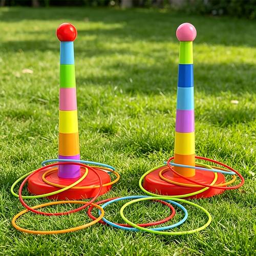 item picture 2 sets of colorful ring throwing game kits with random ring throwing and stacking toy accessories suitable as party gifts childrens gifts birthday gifts and christmas gifts 24 circles 2 tower shaped