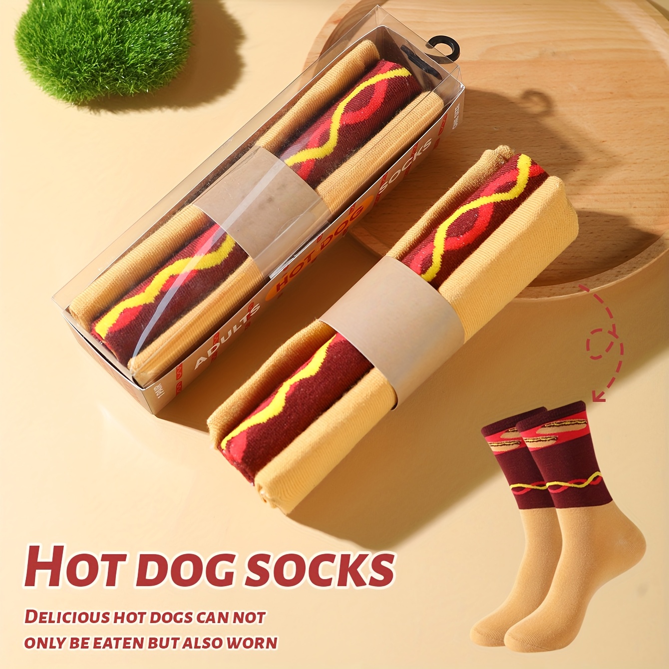 TEMU 1 Pair Novelty Fun Sausage Creative Gift Box Socks Men's Mid-calf Socks Fashionable And Trendy Style Comfortable And Breathable Suitable For ,