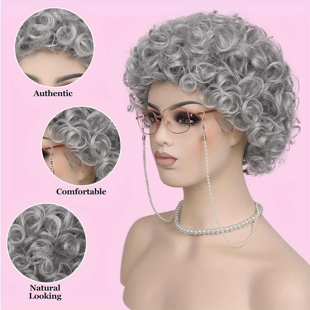 old lady costume wig accessories 5pcs set 100 days school - Temu display picture 1