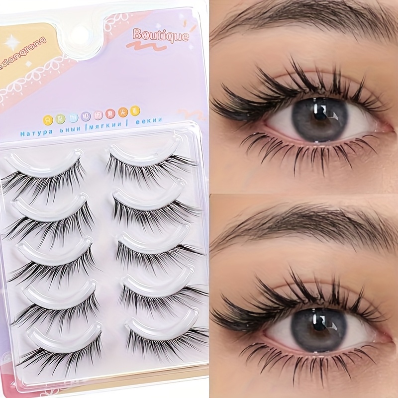 5 Pairs Of Fairy's False Eyelashes - Thick And Natural , C-, 10-12mm Long, Suitable For Beginners, Cartoon Fox Eyes, Thick False Eyelashes