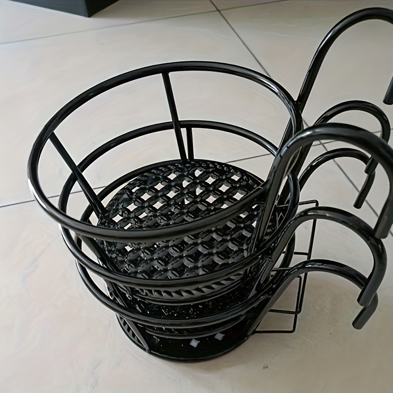 Paquete de 3 perchas de macetas colgantes de hierro forjado, con ganchos, contenedores de macetas, perchas de canasta colgante de plantas de metal, perchas de macetas colgantes, accesorios de contenedores de macetas, perchas de almacenamiento de perchas de macetas, perchas de macetas colgantes adecuadas para cercas, terrazas, balcones, plantas al aire libre, balcones con barandillas de hierro redondo, suculentas y plantas verdes, perchas de macetas.