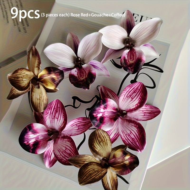 E-shop 9 Stück neue Retro-künstliche Phalaenopsis-Orchideenköpfe „ Vögel“, geeignet für Hochzeit, Zuhause, DIY-Handdekoration, für alle Jahreszeiten