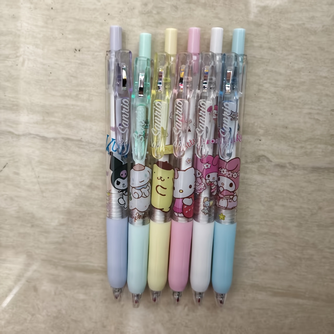 E-shop 6 autorisierte hochwertige Sanrio Gelstifte mit Ausziehmechanismus - Niedliche Taschenstifte mit Zebra-Streifen, in verschiedenen Farben und mit