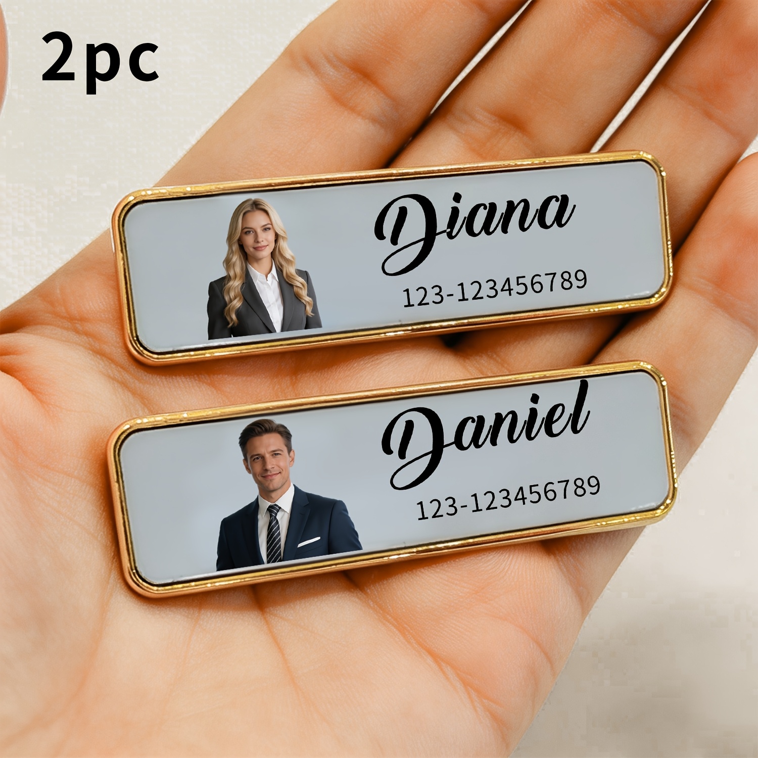 TEMU [image Customization] Personalized Custom Name Tags, Badge Holders, High-end Metal Pin-style Employee Id Badges, Corporate Company Id Card