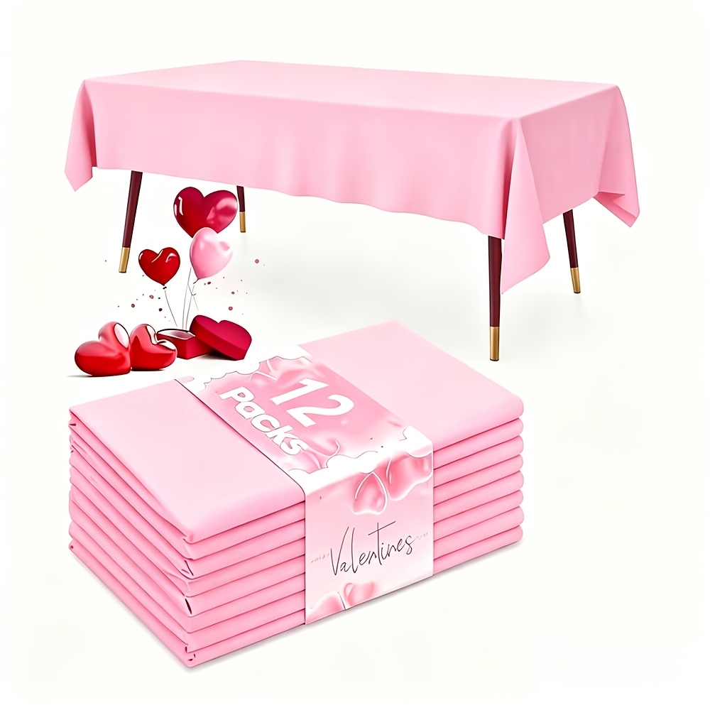 TEMU 12-pack Rectangular Tablecloths, Disposable Plastic Tablecloths, Durable And Easy To Clean, Suitable For Indoor And Outdoor Parties, Picnics,