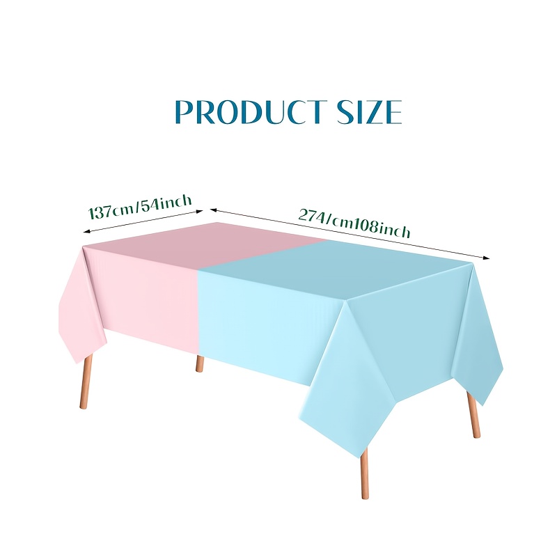 TEMU Un mantel azul para el sexo de bebé, y un mantel rectangular de plástico desechable, ideal para decoraciones de baby shower y fiestas de