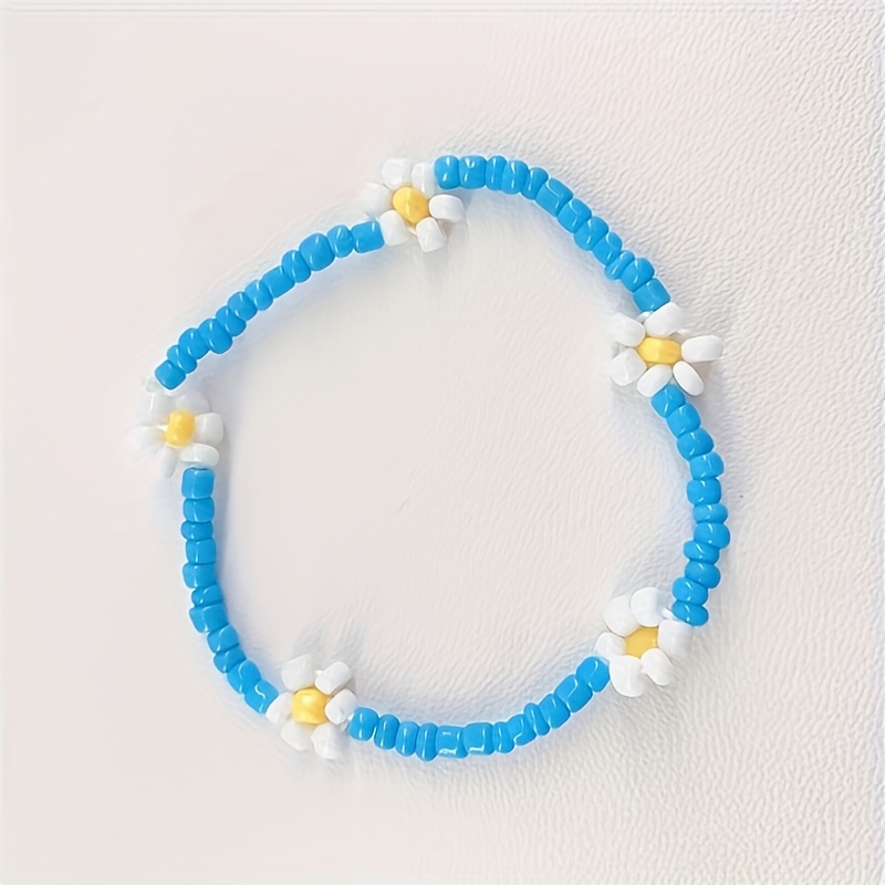 Boho Style Women's Beaded Flower Bracelet for Spring/Summer