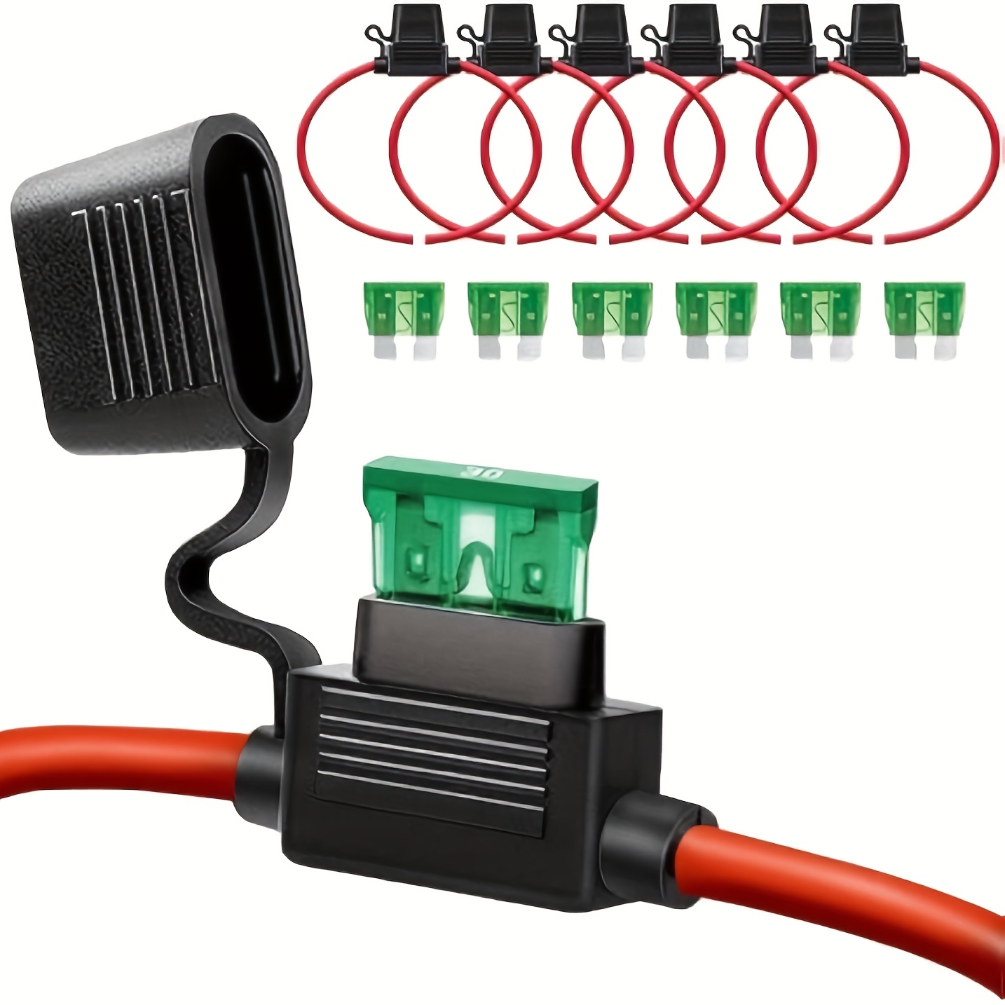 TEMU 12 Awg Inline Fuse Holder - 12 Gauge Fuse Holder For 30a Blade Fuse (6 Pack)