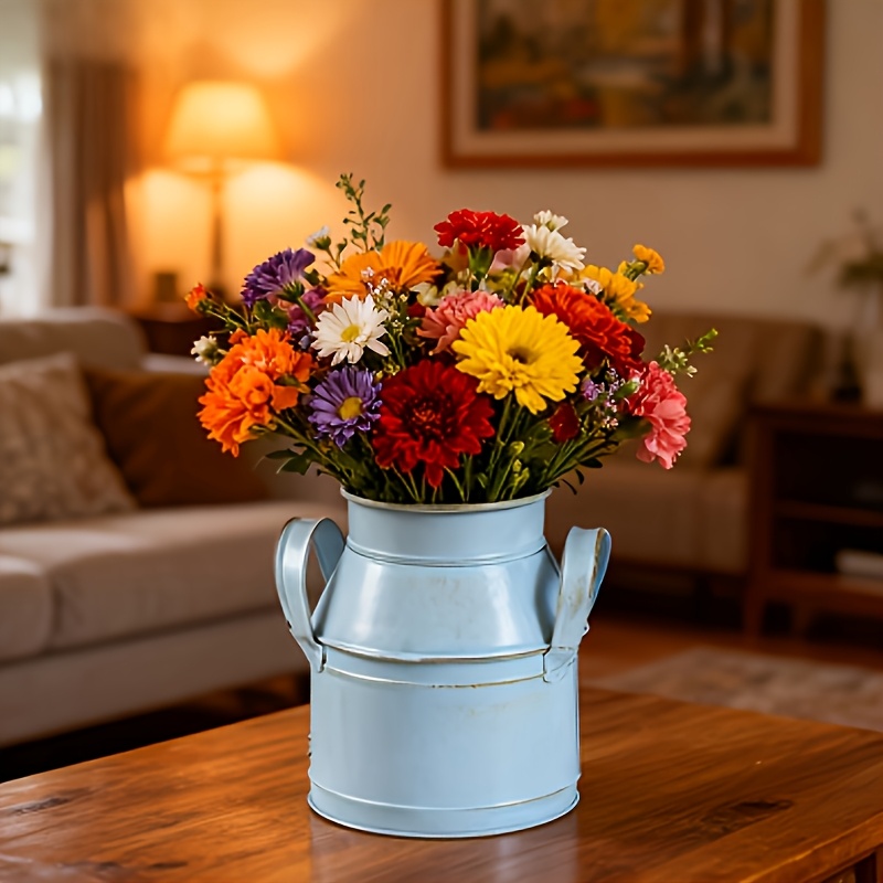 TEMU Vaso a forma di lattina per il latte in ghisa vintage, Fioriera cilindrica invecchiata, Secchio per fiori da tavolo ornamento decorativo, per il