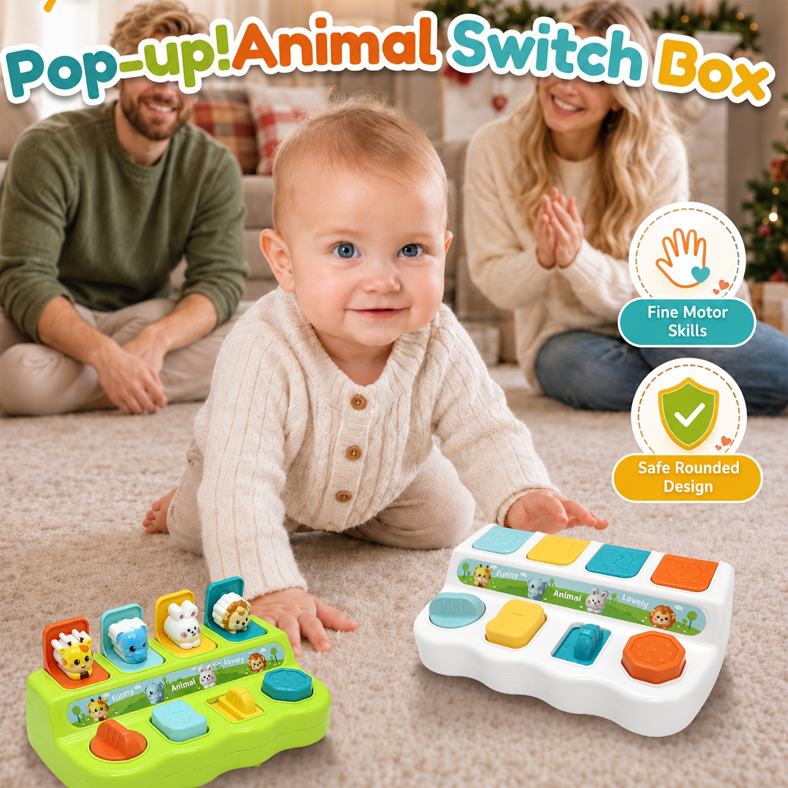 Peek-A-Boo Mechanical Push-Button Pop-Up Box Toy