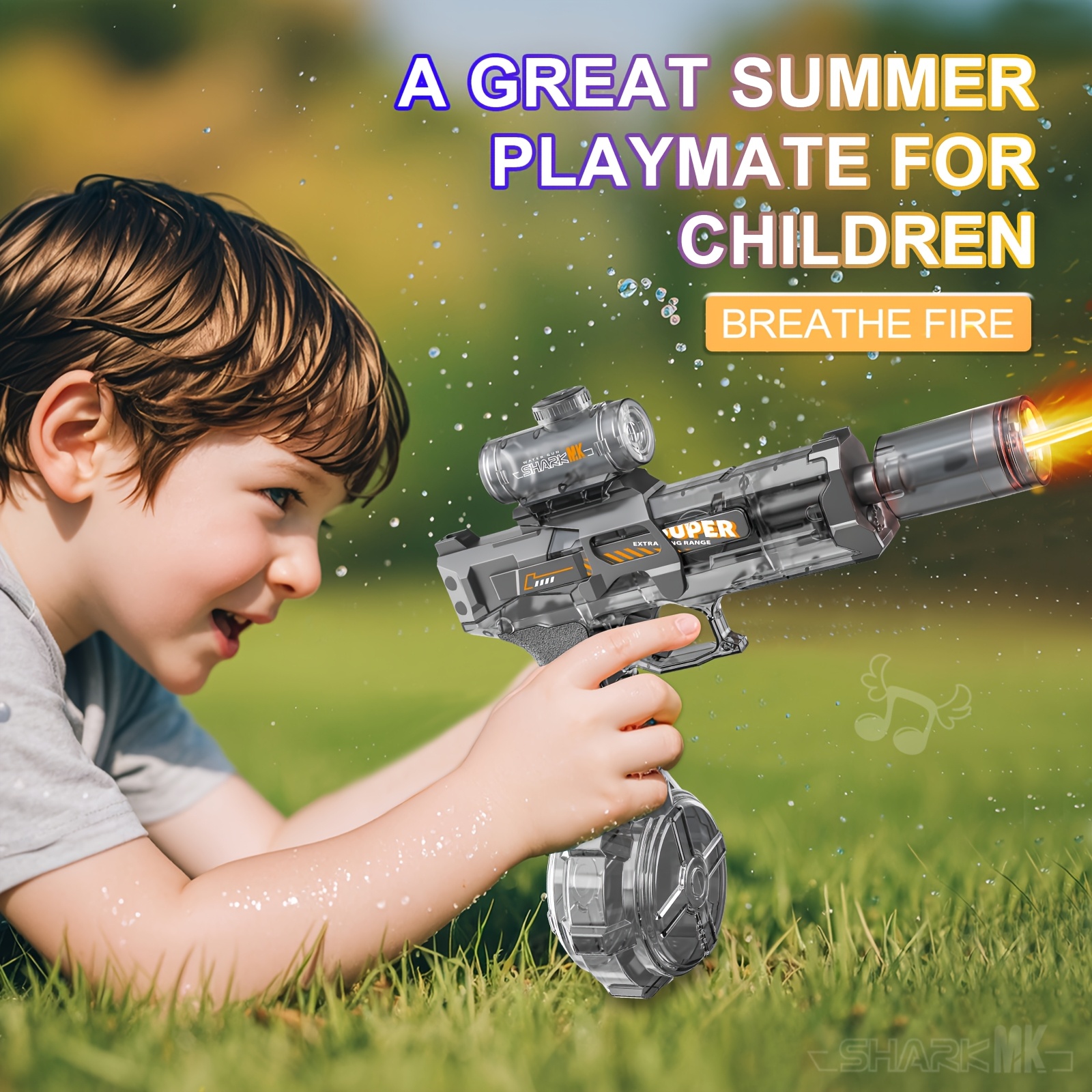 Electric Water Gun with Realistic Gun Muzzle Flash for Kids Adults, High Powered Water Pistol with High Capacity, Ideal Outdoor Swimming Pool Beach Toys