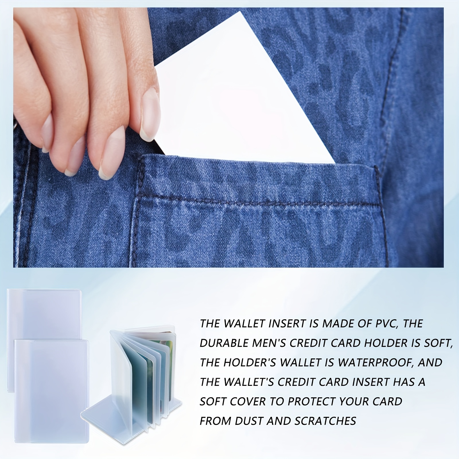 two plastic wallet inserts credit cards protective sleeves - Temu