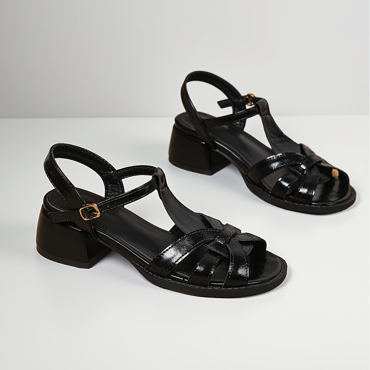 Elegantni ženski čevlji, elegantni ženski čevlji, ženski retro pleteni čevlji s peto, T-pašček, zapestnica za gleženj, gladiatorski čevlji,