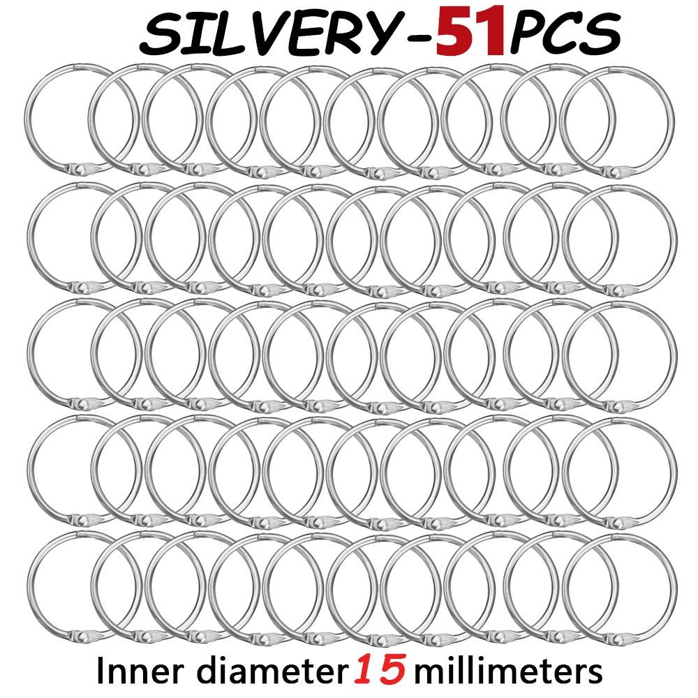 TEMU 51pcs Metal Binder Rings - Inner Diameter 15/30mm, Multiple Colors Available: Golden/black/silvery - Heavy-duty Scrapbook Album Binder Rings,
