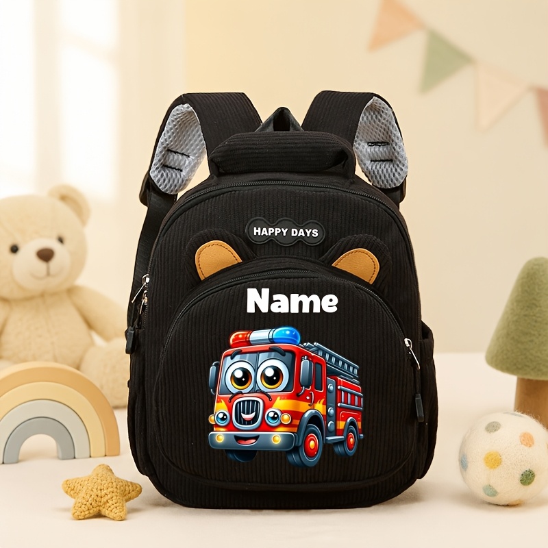 TEMU Nouveau sac à dos de rentrée scolaire personnalisable et tendance avec nom, en velours , disponible en 4 couleurs, impression de nom