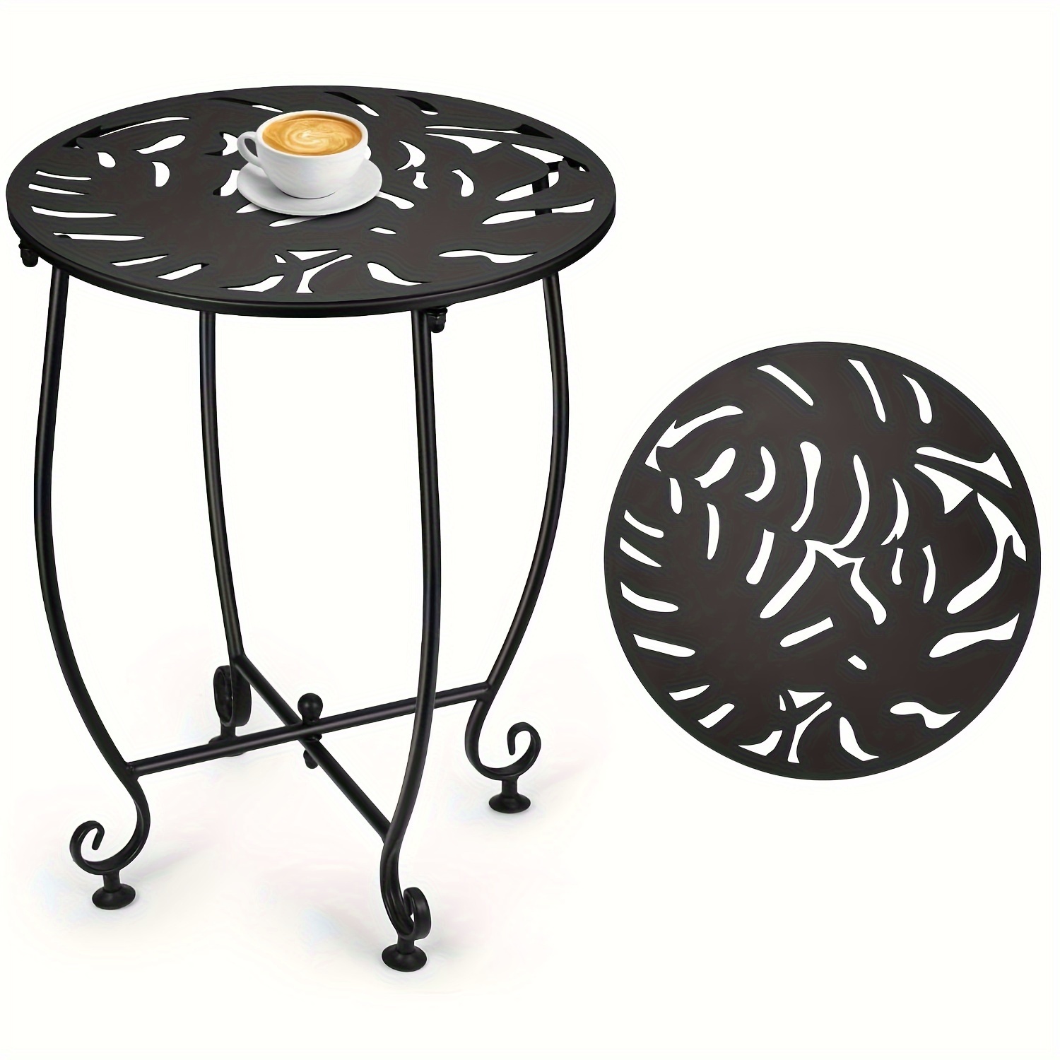 

Outdoor Side Table, Outdoor Small Table, Weather Metal Resistant Steel Patio Side Table, Round For Porch, Garden, Indoor&outdoor, Black ()