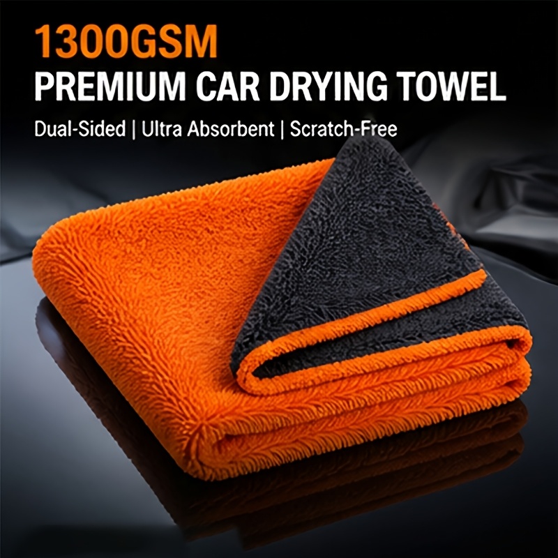 TEMU 1300gsm High-gram Weight Micro-braided Car Cleaning Towel, Absorbent Without Scratching Paint, Leaves No Marks And Sheds No Fibers, Suitable For