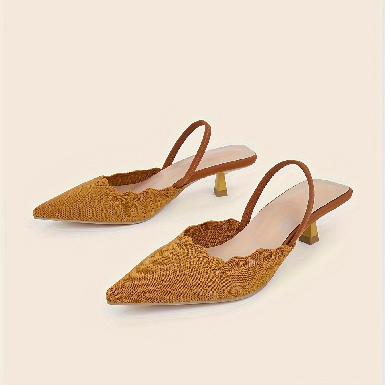 Women's New Style Pointed-Toe Shallow Mouth Sandals, Breathable Fairy-Style Woven Shoes with Kitten Heels, Comfortable Open-Back Flat Shoes for Summer, Women Shoes