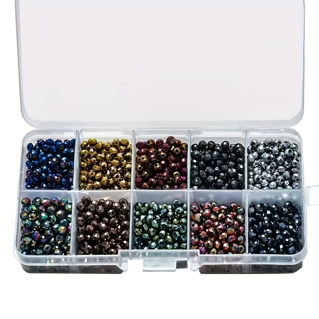 TEMU Une boîte de 1002 perles de verre de 4 mm, perles plates de différentes couleurs, matériaux de perles à pour ajouts de vêtements, fournitures de
