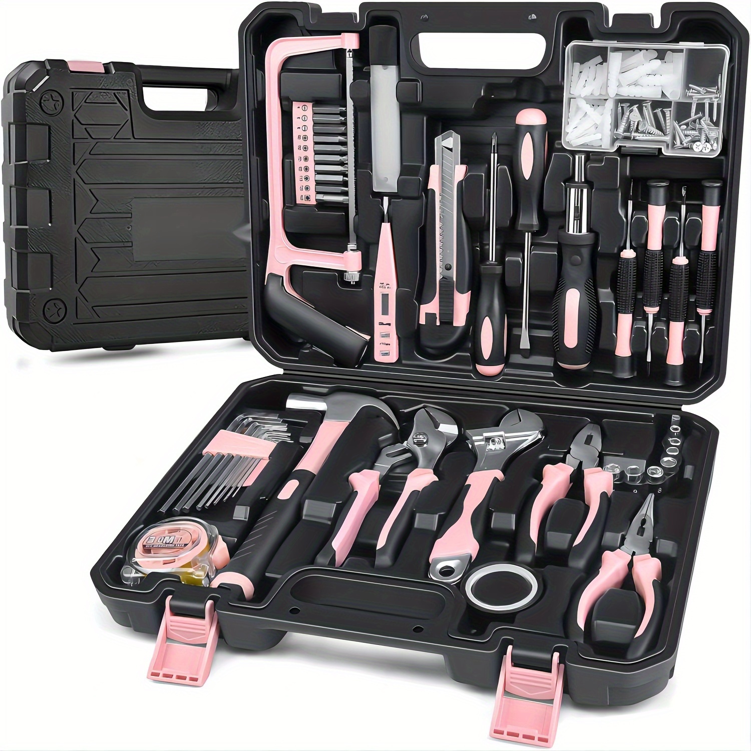 

148pcs Pink Household Tool Set, Alloy Hand Tool Kit With Ratcheting Screwdriver, Hex Keys, Pliers, Wrench, Grips, And Storage Case - Ideal Diy Gift For Men, Women, And Diy Enthusiasts