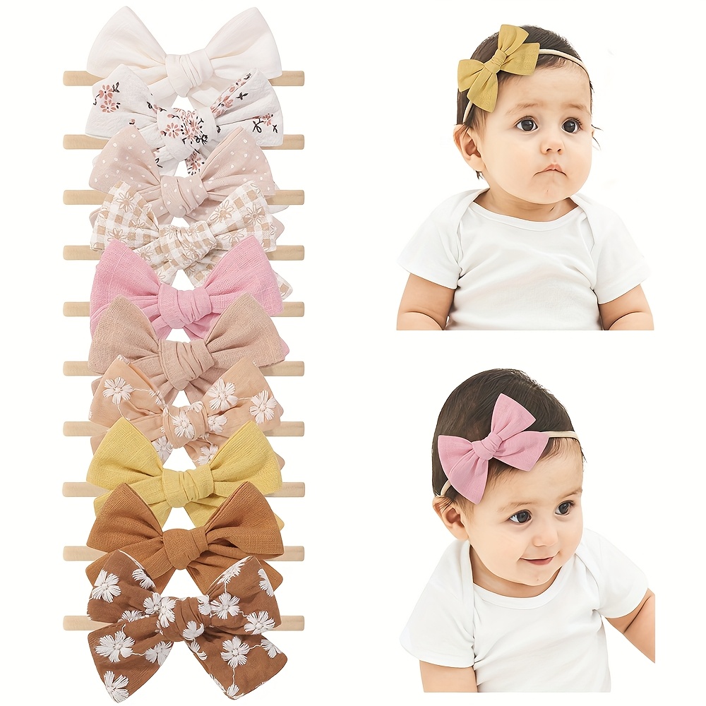 10pcs Set Of Baby Decorative Headbands Hand Embroidery Bow Decorative Headbands