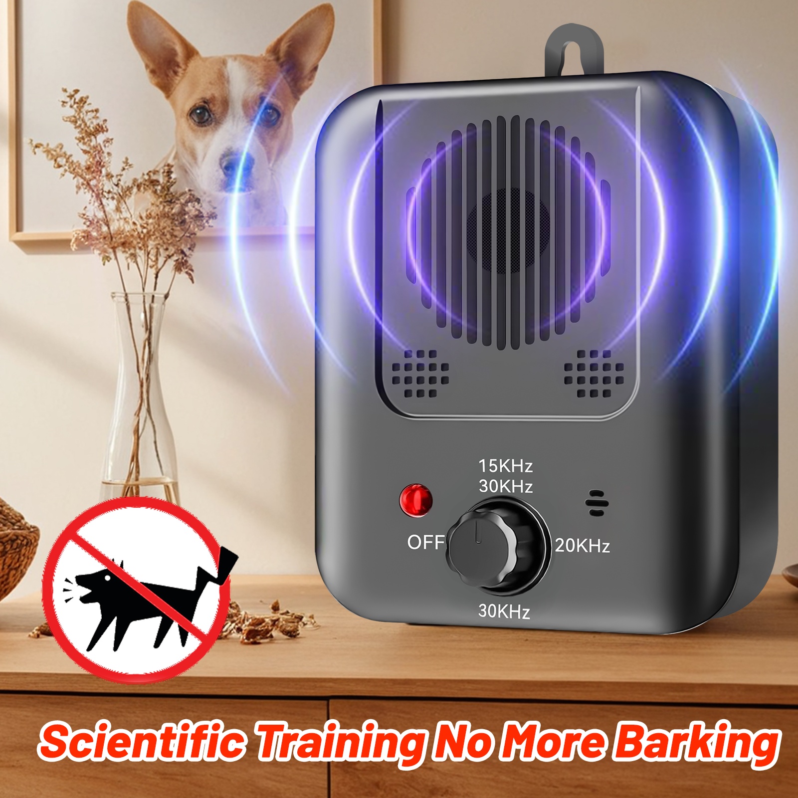 HEYMIX Sonic Dog Bark Deterrent Devices with 3 Ultrasonic Levels 10KHZ-25KHZ, Anti Barking Device, Anti Bark Device for Dogs Work Range up to 10.06meter, Dog Barking Control Devices for All Dogs