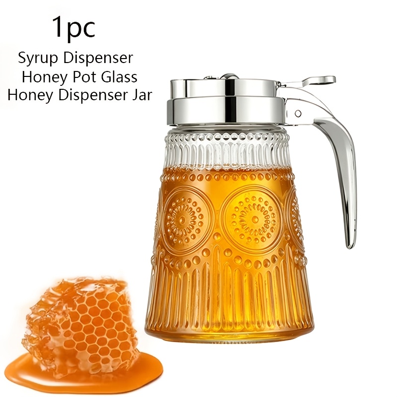 TEMU Bouteille distributeur de en verre 1/2 pièces pour d'érable, pot à miel ou avec poignée, shaker pour pancakes, café, bol de céréales, thé