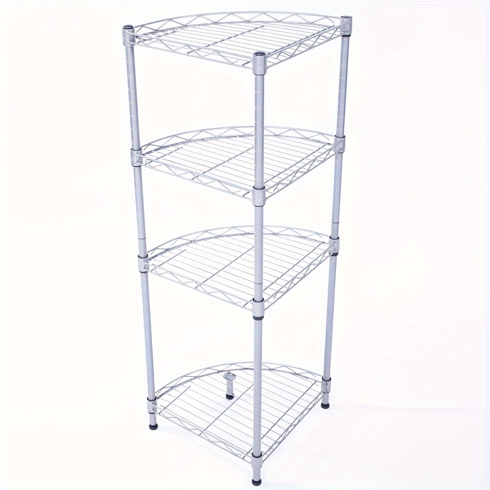 

Carbon Steel Metal 4-tier Storage Rack Silver Gray, Utility Racks