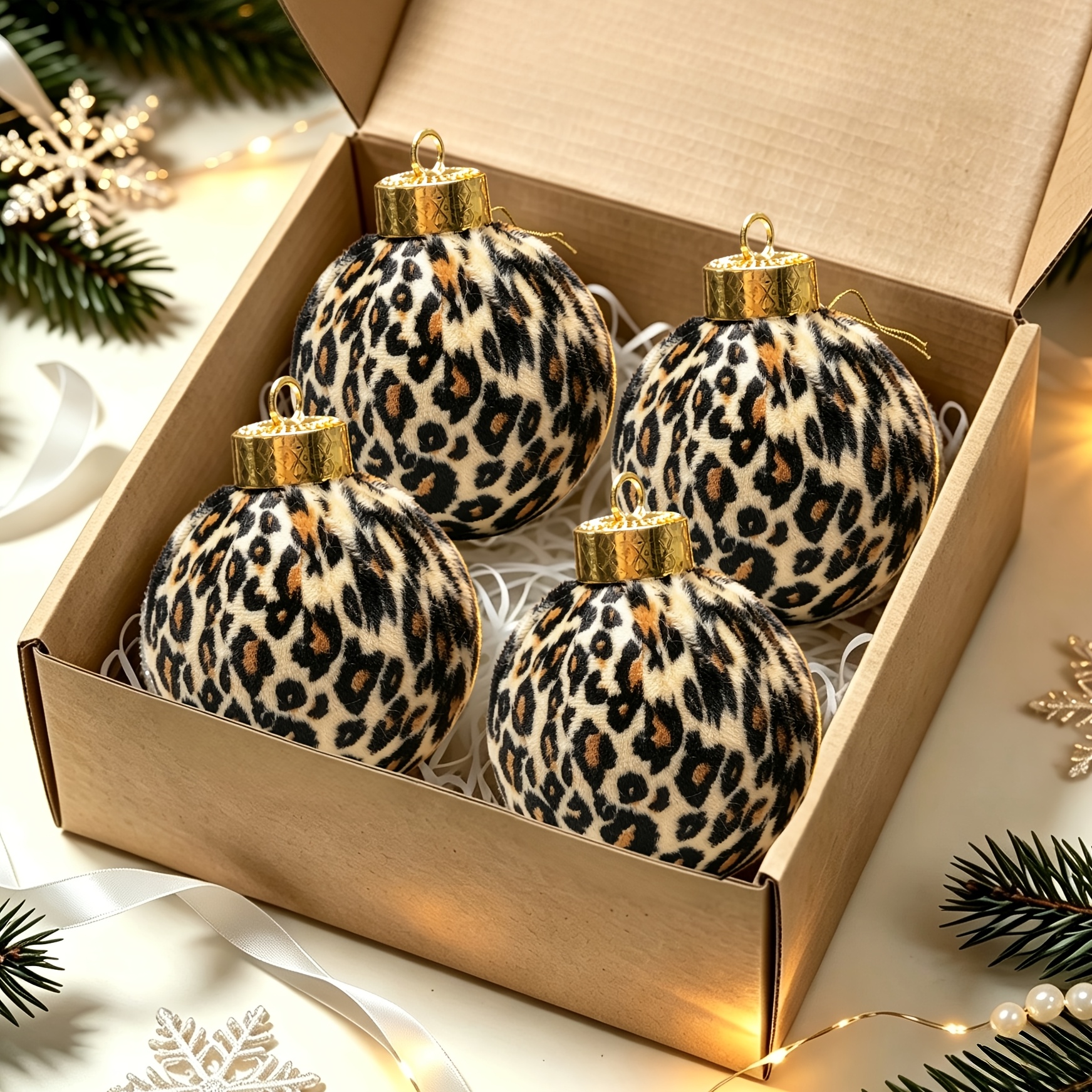 TEMU Sexy Bohemian Cow Print & Suitable For Christmas Ball Ornaments - 8cm/3.15inch Plastic Round Hanging Decorations With Cow Patterns, Suitable For