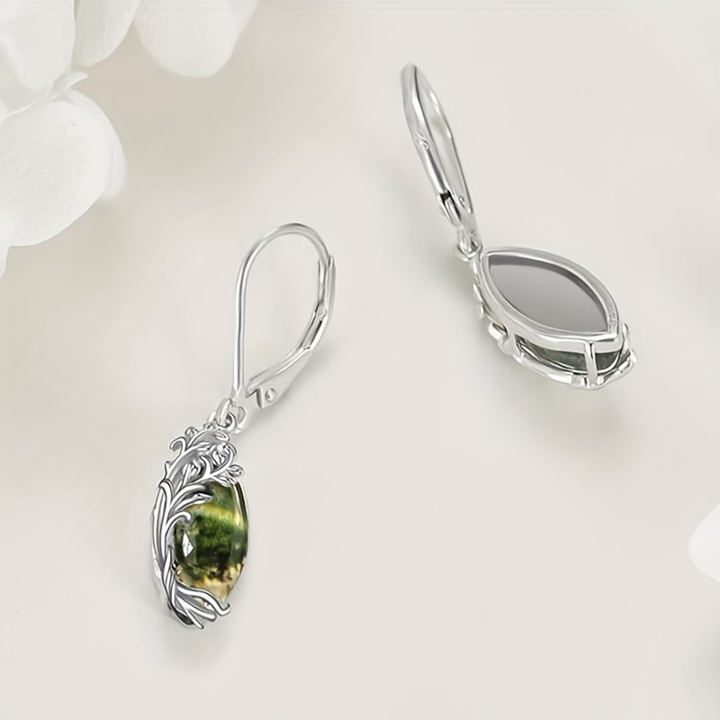Women's Simple Green Water Grass Flower Pattern Earrings