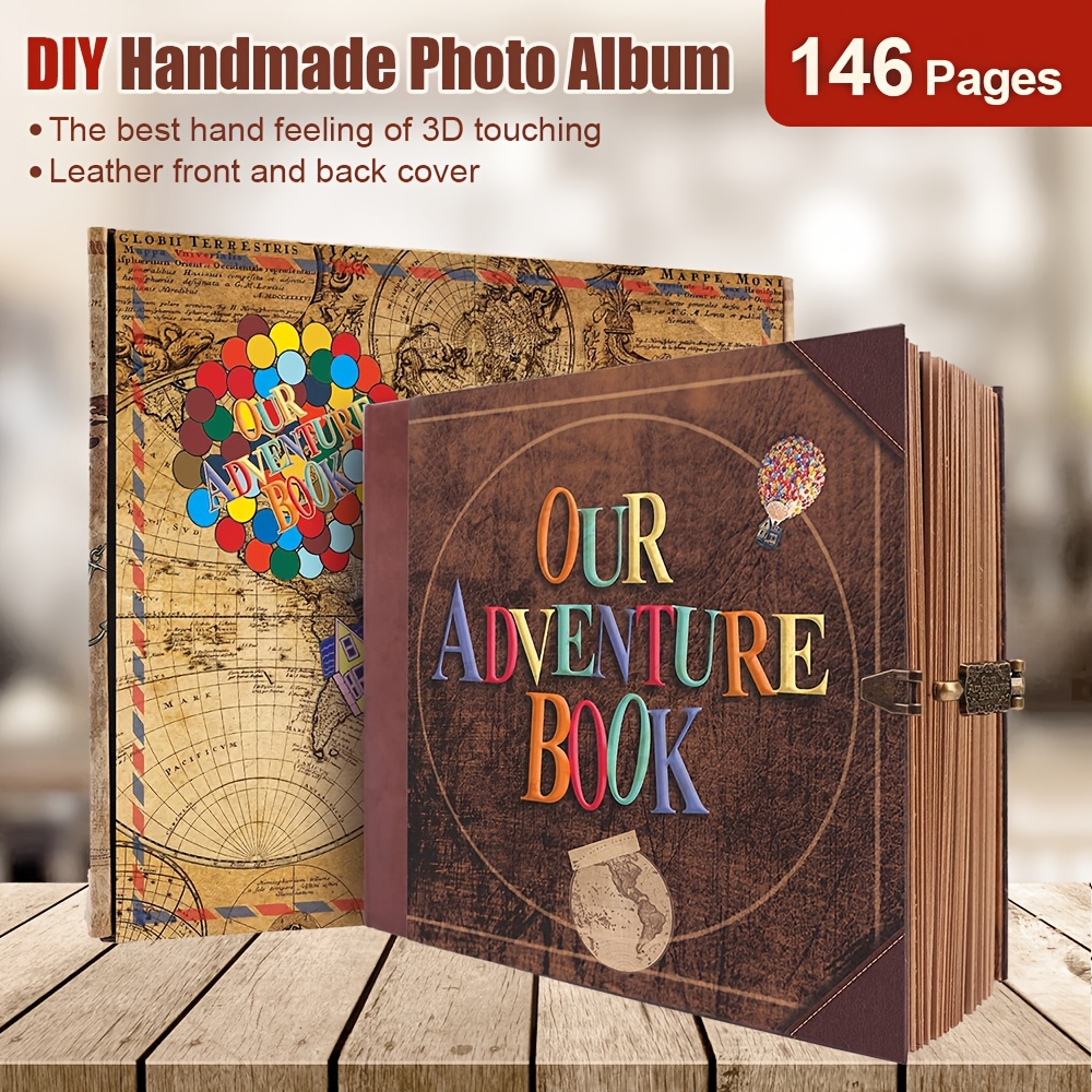 

Our Adventure Book Vintage Embossed Album - Paper , Photo Journal For Christmas, Anniversary & Wedding - 22x19.5cm, 146 Pages