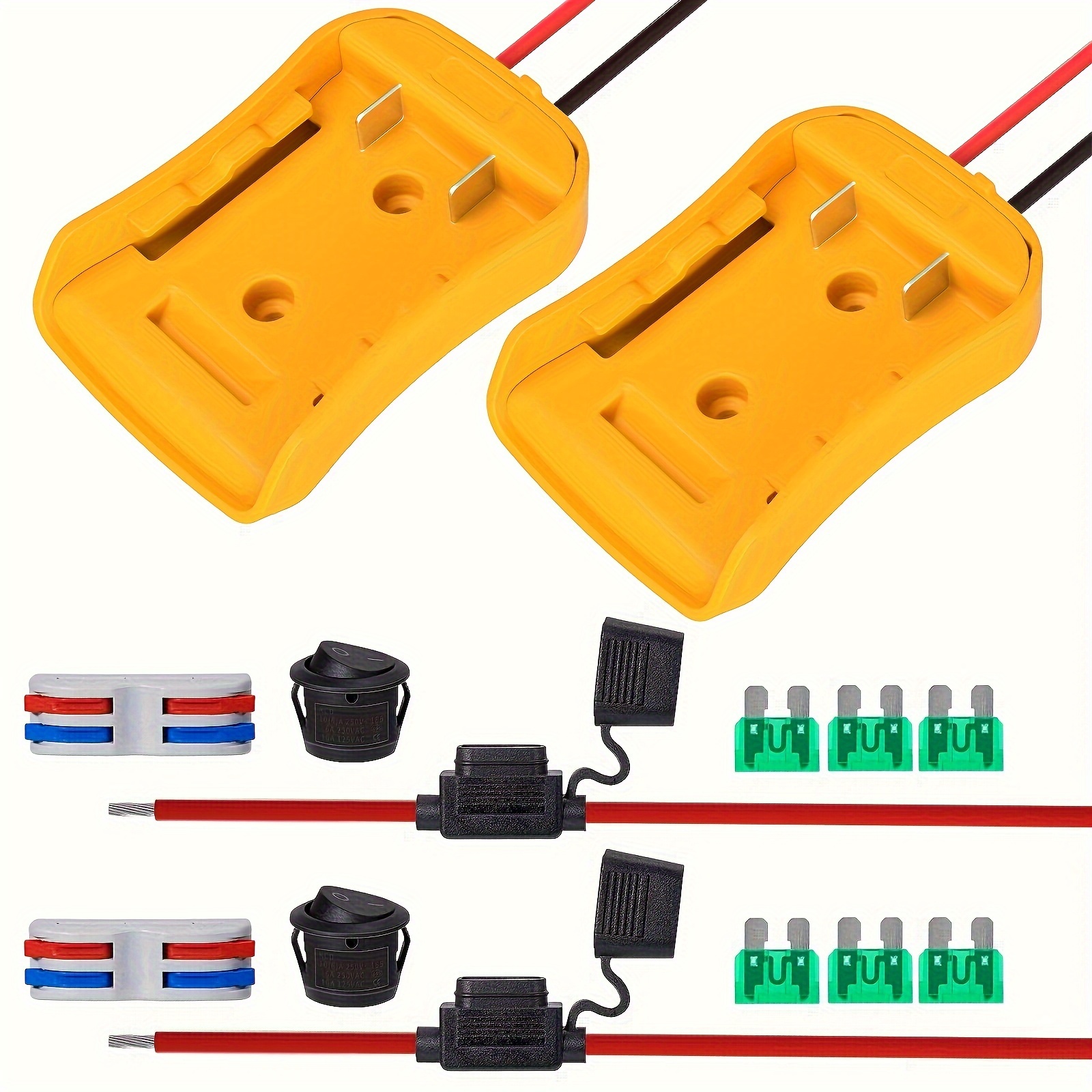 

1/2pcs Power Wheels Adapter For 20v Dock Power Connector, With Fuses & Wire Terminals, 14awg Wire