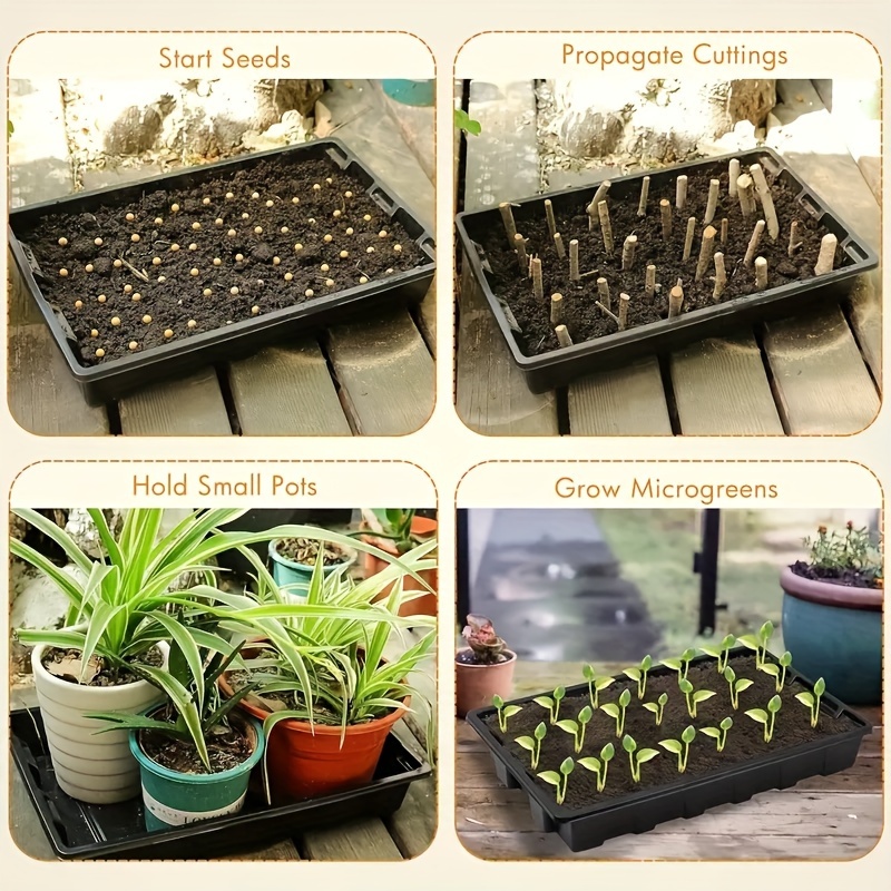 

3pcs Pet Garden Germination Trays - Lightweight, Durable, Multi-purpose Seed Starter Kits For Home Gardening, Propagation And - Patterned Design With Multiple Components Included - No Drainage Holes