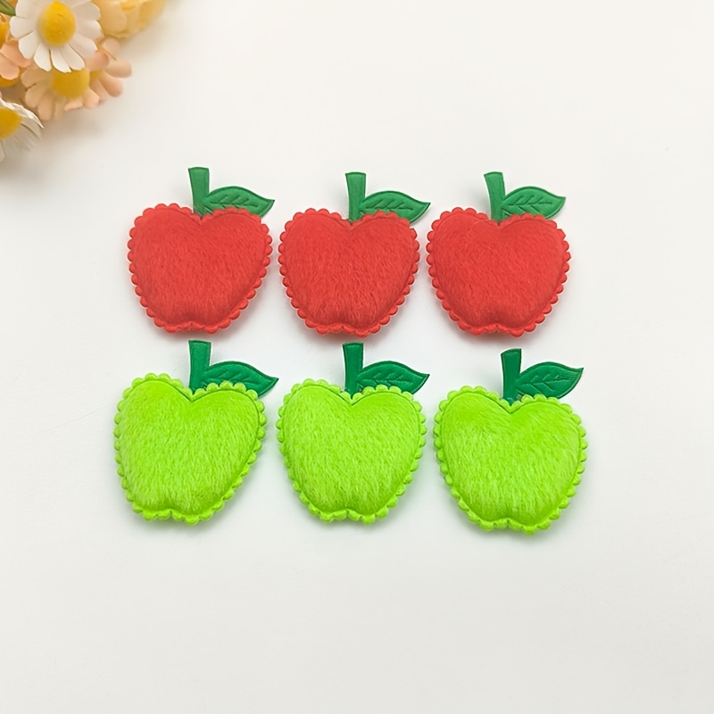 TEMU Lot de 10 pièces d'accessoires de bricolage en tissu avec pomme de dessin animé, pinces à cheveux, couvre-chefs, fournitures de décoration pour