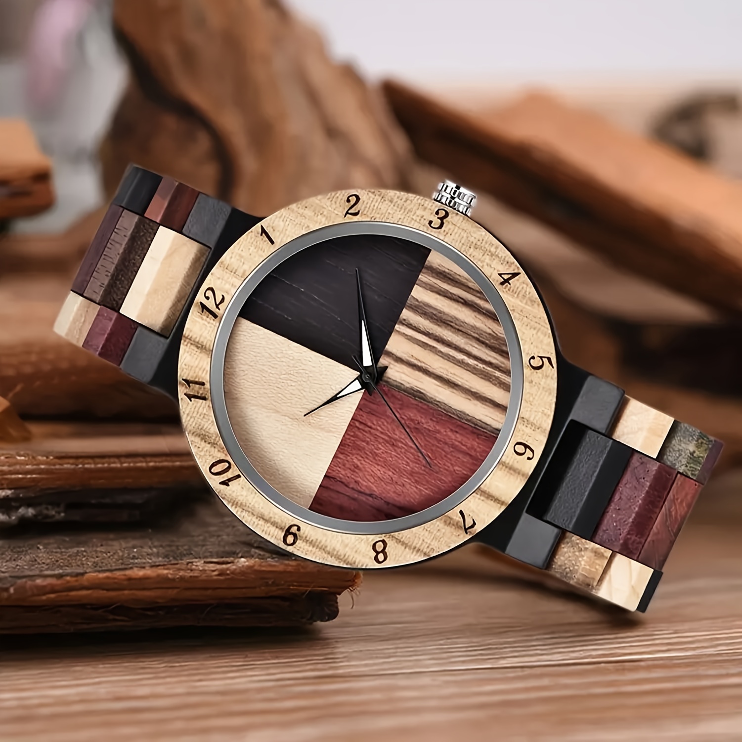 

Wooden Watch - Handmade Colorful Bamboo Wood Watch | Men's Quartz Wooden Wristwatch | Stylish &