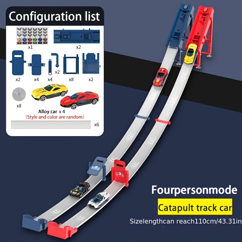 TEMU Slider Track, Launch Track Toy, 2 Tracks With , Parent-child Interactive Game, Educational Children' Track Set, Alloy Racing Slot Car Assembly,