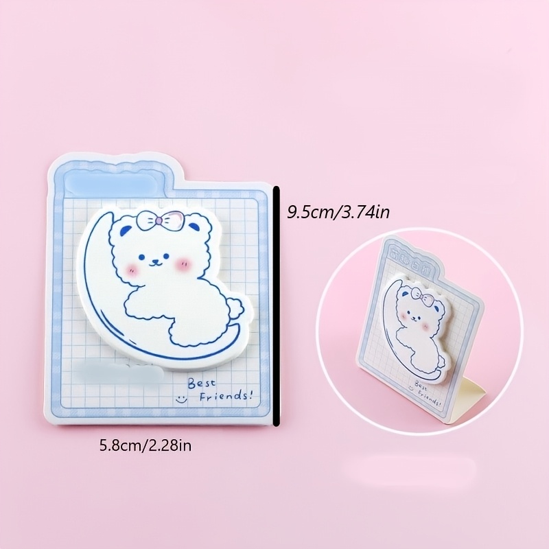 4 Packs of Adorable White Bear Sticky Notes, 100 Sheets Total