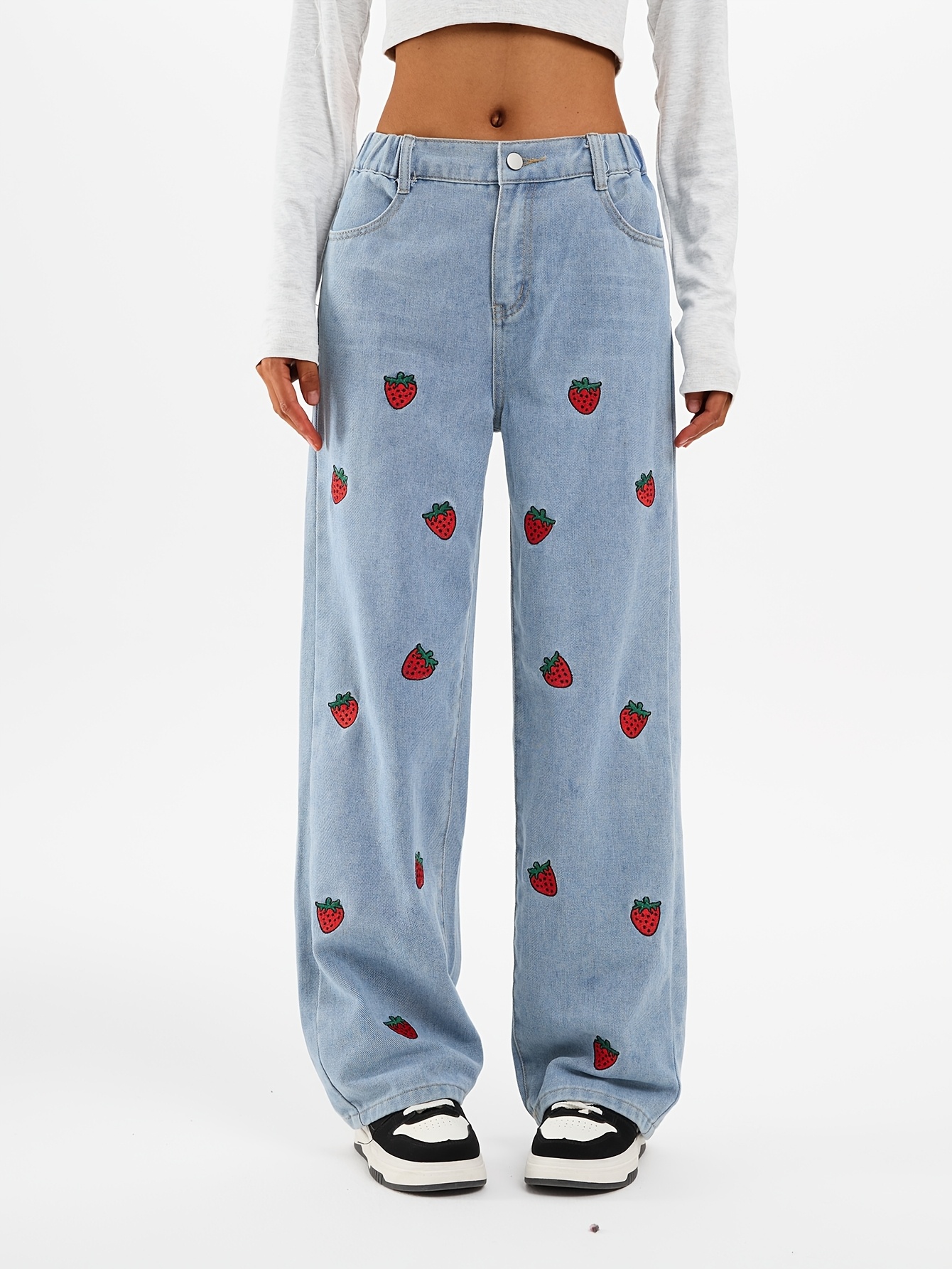 パンツ Strawberry Wide-Leg Casual Washed Fancy Patns Amazon.com: Exotic Strawberry Fruit Women's Pajama Pants