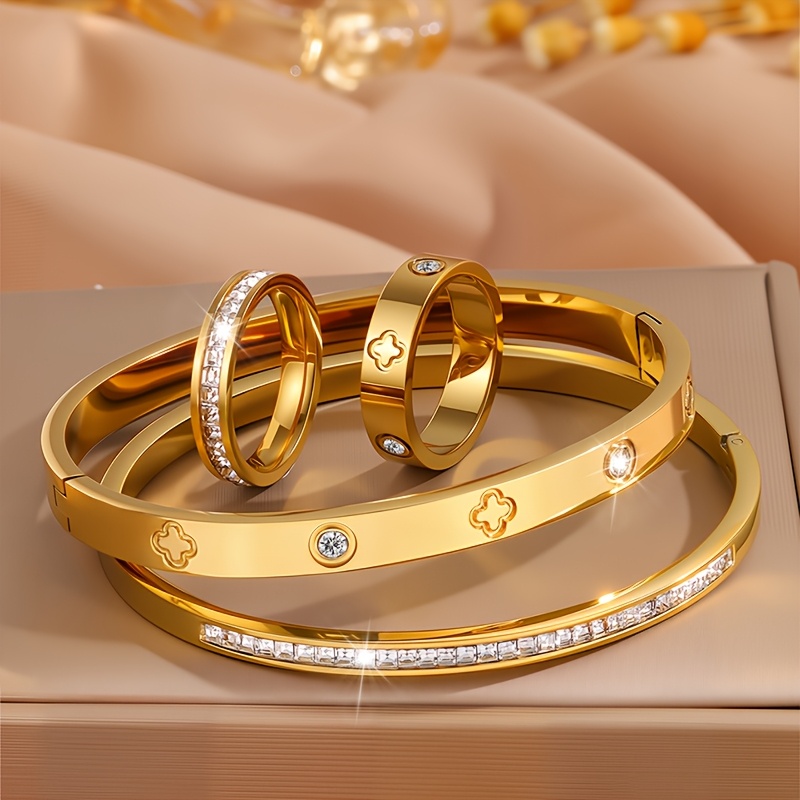 4pcs Lightly Luxurious Daily Stainless Steel Bracelet Set