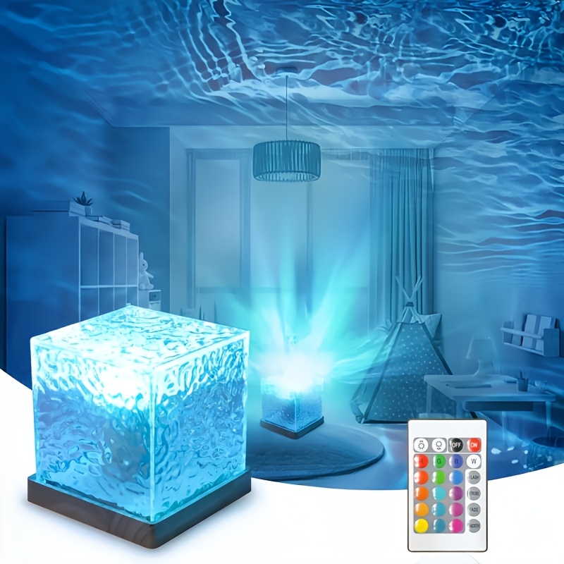 16 colors ocean wave led night   remote control dimming auto rotate usb powered home decoration ceiling projection light christmas gift party decoration suitable for christmas halloween thanksgiving