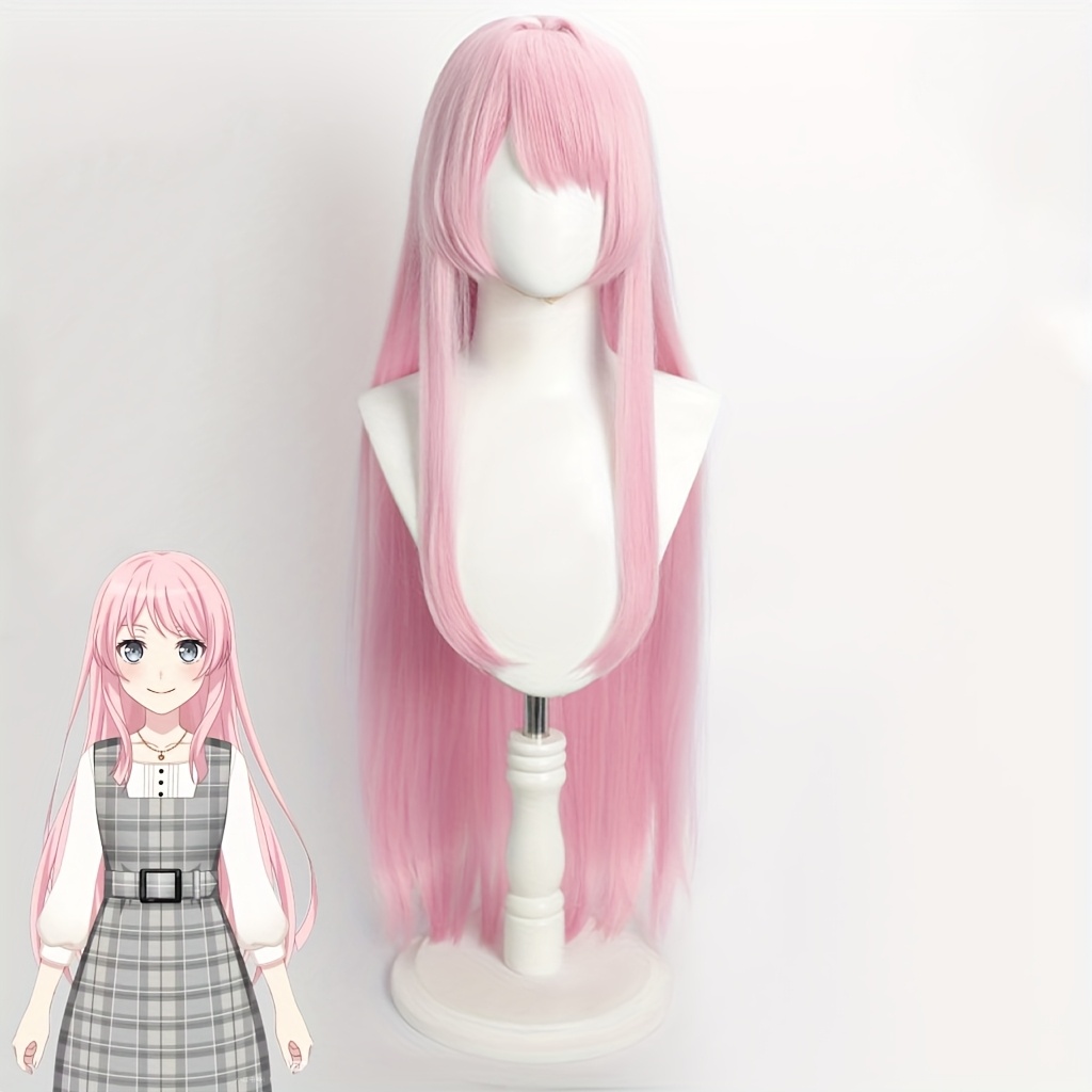 E-shop Unisex Anime-Perücke, Rosa Pony Langes Glatt Haar, Ideal für Cosplay-Partys und Universelle Kopfbedeckung