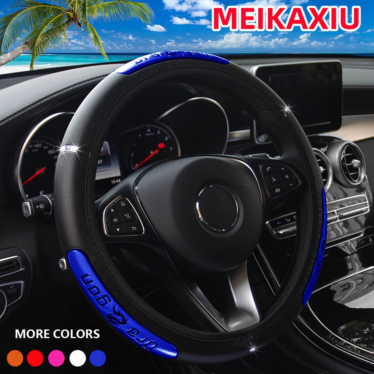 E-shop 1 MEIKAXIU Sport Metallstreifen Schaum Kunstleder Reflektierendes Material Drachen Auto Innenringloser Lenkradbezug Geeignet für -15 Zoll