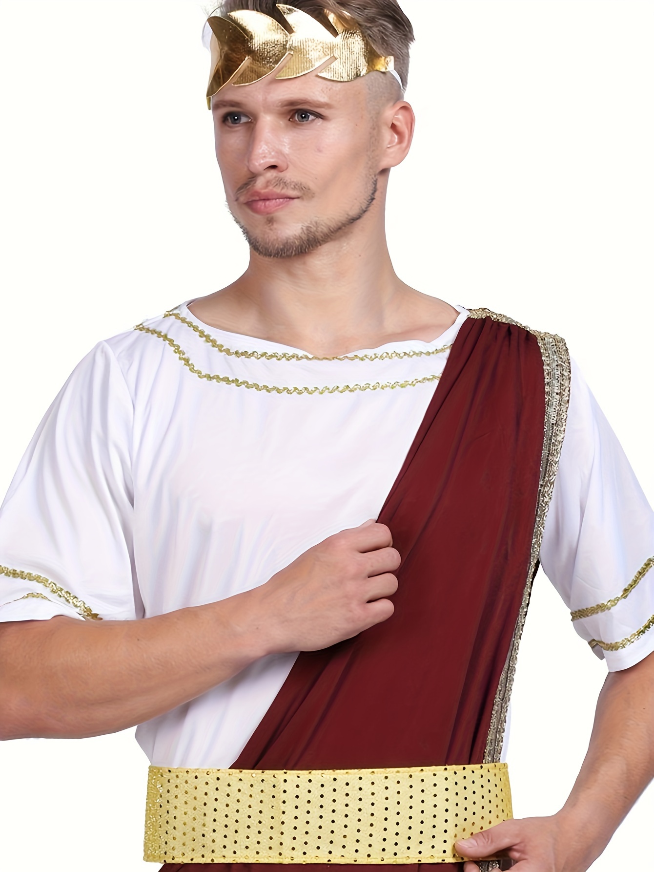 Mens Toga Outfit Halloween Historical Red And For And | Temu United Kingdom